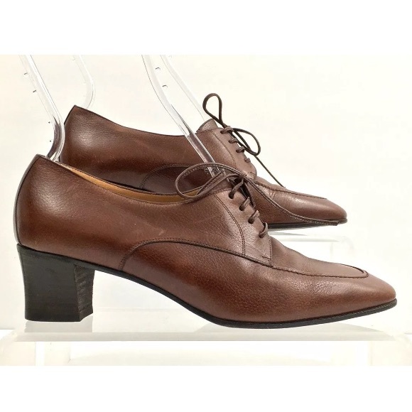 Battaglia Women Sz. 7 Spool Heel Genuine Leather - Picture 1 of 8